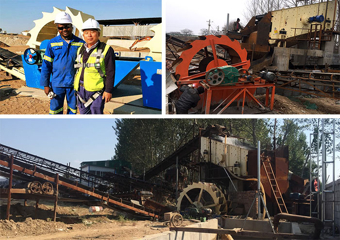 河沙洗砂機(jī)洗沙現(xiàn)場(chǎng)，帶噴淋裝置-減少揚(yáng)塵，綠色環(huán)保