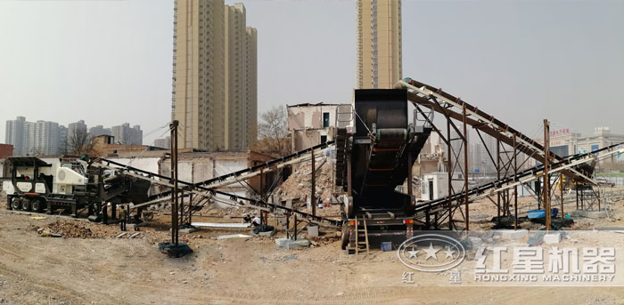 環(huán)保建筑垃圾破碎機(jī)處理現(xiàn)場