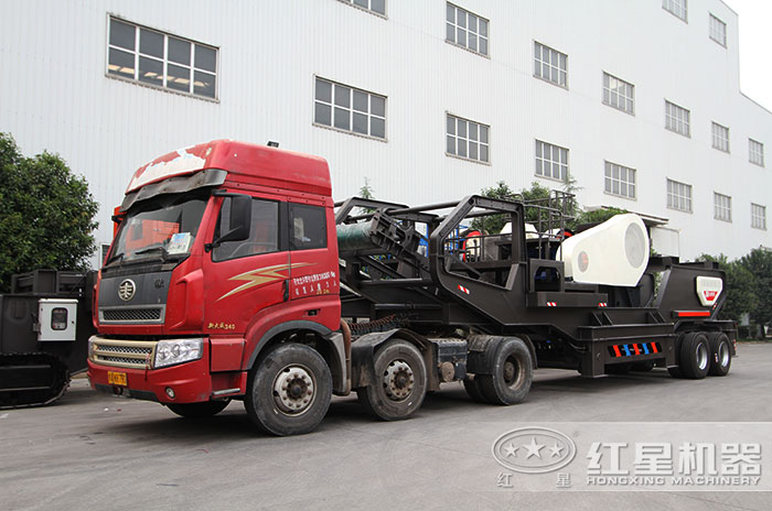 紅星機(jī)器輪胎式移動(dòng)破碎 機(jī)發(fā)貨圖
